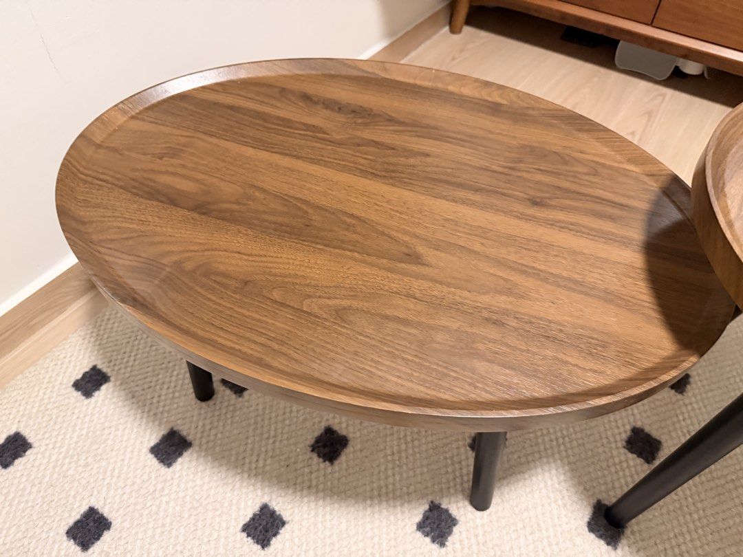 Walnut Coffee Table Set (Category: Tables & Sets) located in Singapore. Submitted by sunevenings (Listing ID 1457278299, Image 2). Description: 1 set of 2 coffee tables (walnut laminate) Lightly used, minor flaw on taller table (last pic). Not for fussies! .