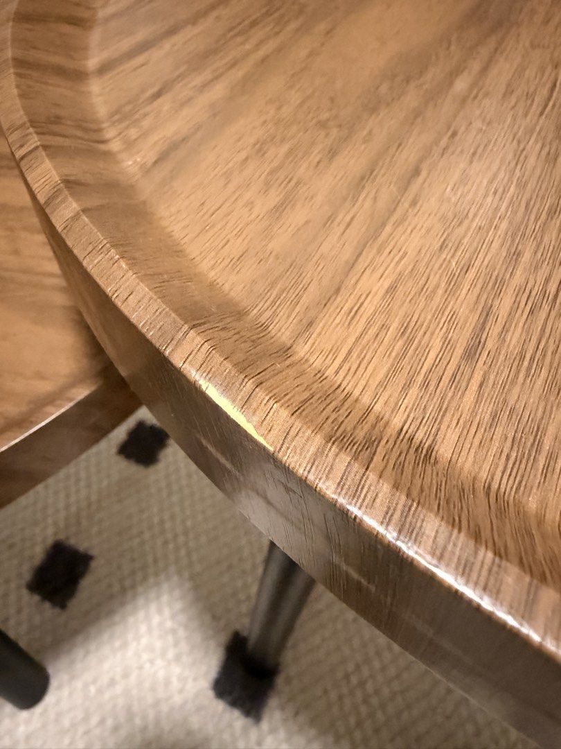 Walnut Coffee Table Set (Category: Tables & Sets) located in Singapore. Submitted by sunevenings (Listing ID 1457278299, Image 4). Description: 1 set of 2 coffee tables (walnut laminate) Lightly used, minor flaw on taller table (last pic). Not for fussies! .