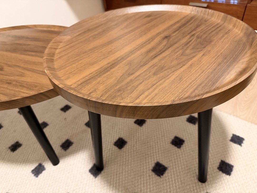 Walnut Coffee Table Set (Category: Tables & Sets) located in Singapore. Submitted by sunevenings (Listing ID 1457278299, Image 3). Description: 1 set of 2 coffee tables (walnut laminate) Lightly used, minor flaw on taller table (last pic). Not for fussies! .