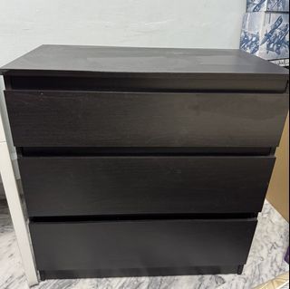 Ikea Malm Chest 3 Drawer dresser Black 