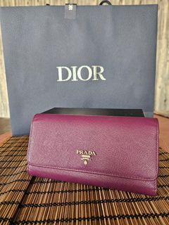 Prada Saffiano Leather Wallet - Purple