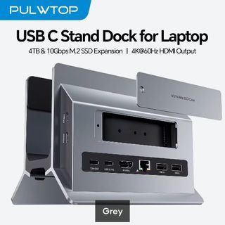 PULWTOP 11-in-1 Vertical USB-C Docking Station with M.2 NVMe SSD Enclosure [H062]