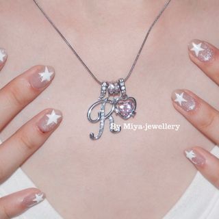 y2k silver alphabet charm necklace