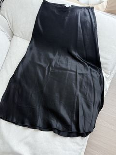 ARKET black satin skirt