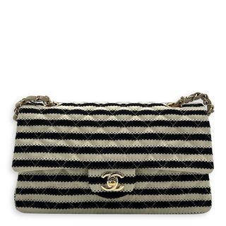 Chanel Coco Sailor Flap 25 Black and White Shoulder Bag in Jersey, Silver hardware