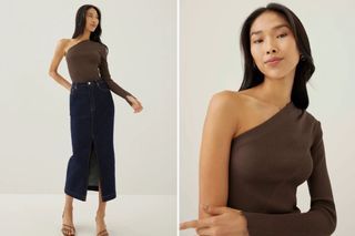 Love Bonito LB Isbeth Asymmetric Knit Toga Top Espresso