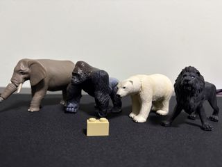 Tomy Animal Figurines - Elephant, Gorilla, Polar Bear, Lion