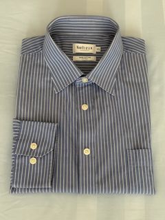 Van Heusen Blue Stripe 100% Cotton Fitted Dress Shirt Size 17