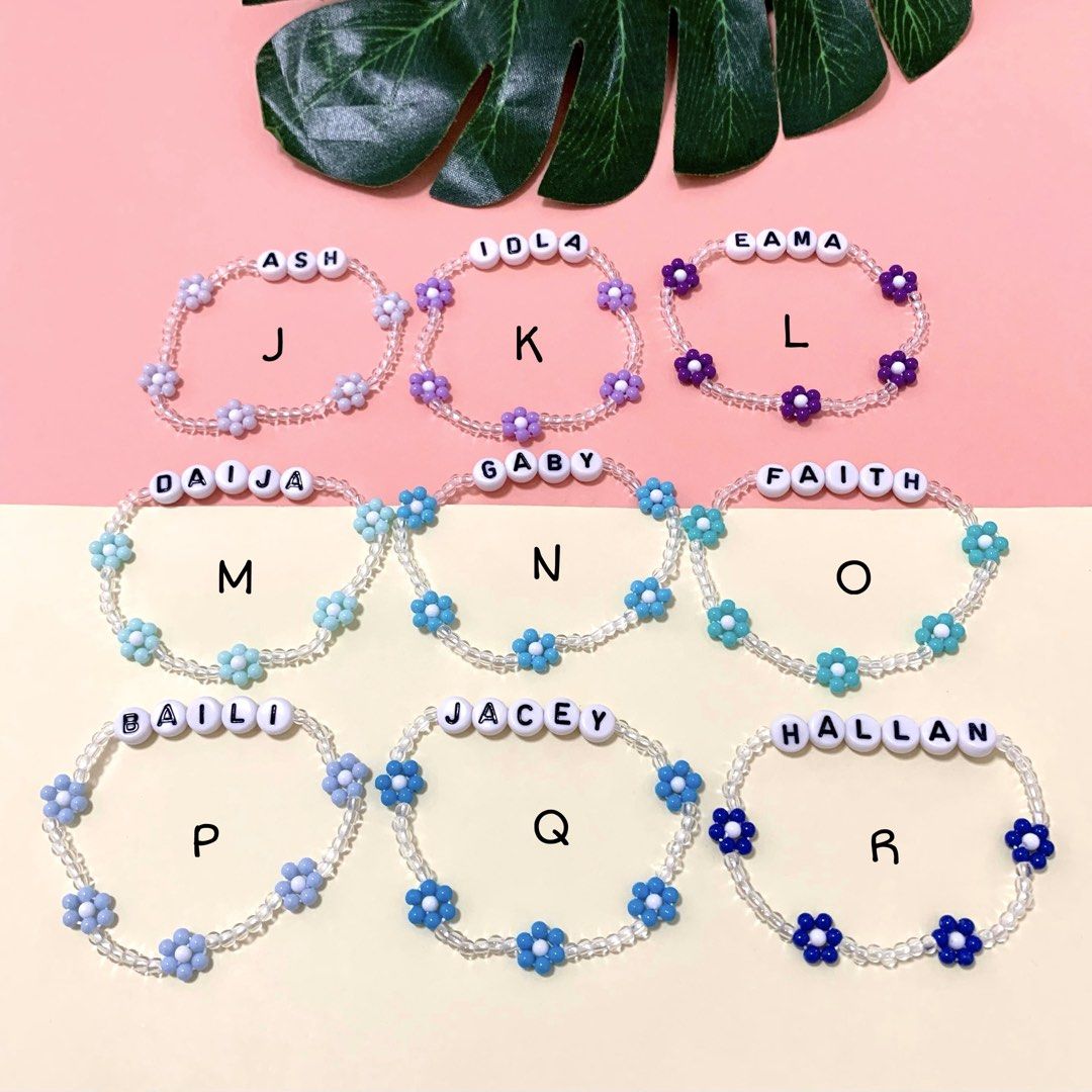 (24 colours) Handmade daisy flower with customised personalized name elastic bracelet friendship band｜ Graduation gift | birthday | k2 graduation | events | party | present | celebration | kpop concert | y2k | farewell gift | teacher’s day present (Category: Bracelets) located in Singapore. Submitted by theblancstar-acc (Listing ID 1457735773, Image 4). Description: Avail in 1) 13.5-14cm 2) 14.5-15cm 3) 15.5-16cm 4) 16.5-17cm 5) 17.5-18cm All ela