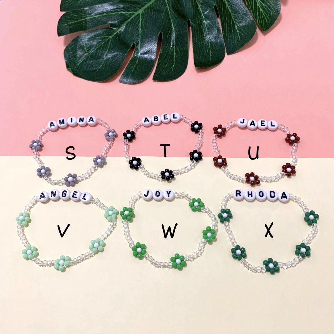 (24 colours) Handmade daisy flower with customised personalized name elastic bracelet friendship band｜ Graduation gift | birthday | k2 graduation | events | party | present | celebration | kpop concert | y2k | farewell gift | teacher’s day present (Category: Bracelets) located in Singapore. Submitted by theblancstar-acc (Listing ID 1457735773, Image 5). Description: Avail in 1) 13.5-14cm 2) 14.5-15cm 3) 15.5-16cm 4) 16.5-17cm 5) 17.5-18cm All ela