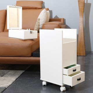Flip-Top Bay Window Vanity, Movable Storage Cabinet, Cosmetics Storage Cabinet, Mobile Vanity, Storage Unit—Free Shipping Included
