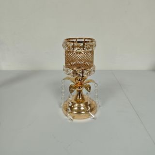 Gold Crystal Floral Chalice with Hanging Beads Small