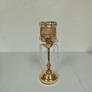 Gold Crystal Floral Chalice with Dangles Medium