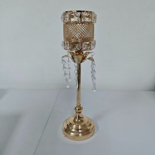 Gold Crystal Floral Chalice with Dangles Large