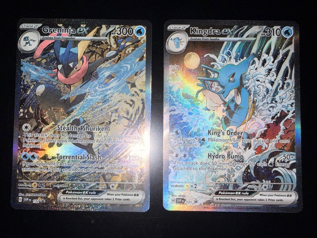 Kingdra & Greninja Ex Promo #131 #132 Shrouded Fable card (Category: Raw Cards) located in Singapore. Submitted by onehertz (Listing ID 1457741288, Image 1). Description: No trades. No PSA 10s. PM if additional pictures are required. Dont bother asking for best price. Pick up @ Bullion Park / YCK MRT (Deposit required) Or +2.5 for Tracked Mailing.