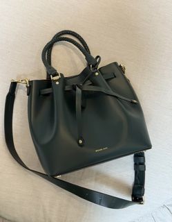 Michael Kors Dark Green Leather Bucket Bag