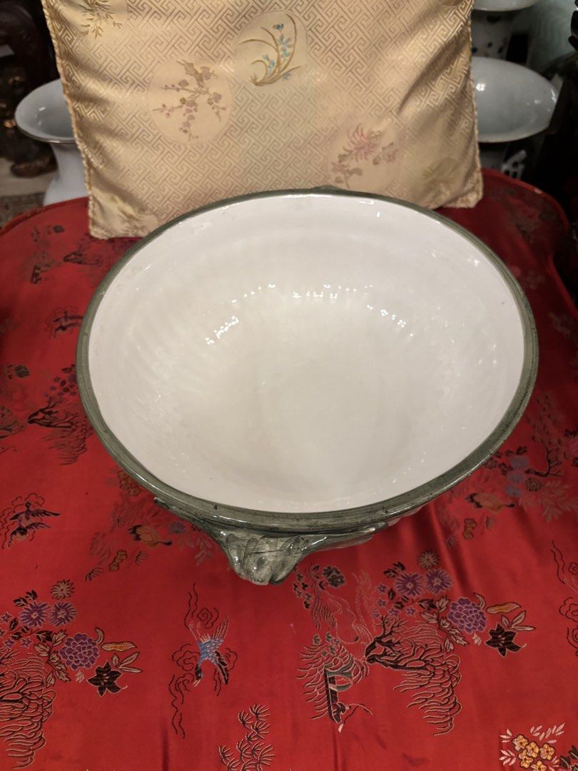 Vintage neoclassical-style footed ceramic bowl (Category: Vases & Decorative Bowls) located in Singapore. Submitted by villageplace (Listing ID 1457815559, Image 3). Description: Vintage neoclassical-style footed ceramic bowl crafted by La Maison Handmade No chips or cracks Only Some crazing .