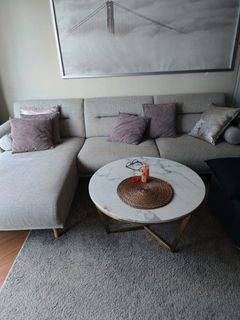Bought in January for $1999. Now selling for $599. Free DELIVERY AFTER PAYMENT.  L-Shaped Sectional Sofa with Chaise.  Bought for $1999. Selling cheap bcoz of some stains. NO TEAR . NO DAMAGE. Only $499 now.