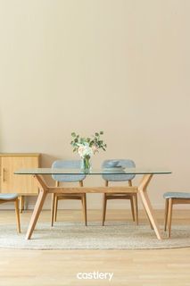 Castlery Bess Glass Top Dining Table