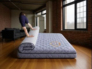 [RECOMMENDED] 4.5cm Thickness | Queen | Soy Latex Fiber Sleep surface | King | Breathable & Resilient | Compressed For Simple Delivery | Cozy & Supportive | SG BASED | Raw Latex + Soy Fiber + Memory Foam | Single | Grey | Super Single | ID 062