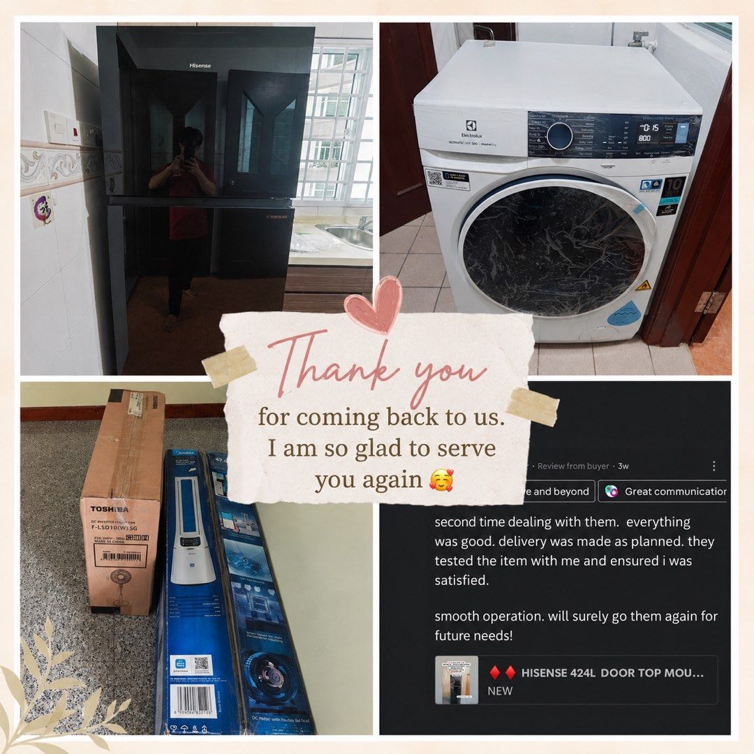 🥰 Thank you Aug’26 Customers! (Category: Announcements) located in Singapore. Submitted by dazzlemoments (Listing ID 1458112630, Image 2). Description: Thank you, August customers! 🥰🤎 Every purchase, kind review, referral and returning customer means so much to us. Thank you for trusting us with your home appliance needs and giving us the opportunity to serve you. Your support keeps us going, and we’re always happy to go that extra mile. ❤️ Ne