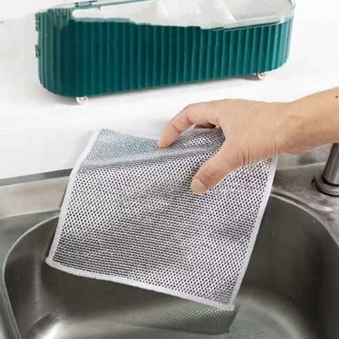[FREE 🚚] 5 Pcs Metal Wire Cleaning Cloth Mesh Non-oiled Wipe Kitchen Stove Dish & Pot Cleaning Cloth Instead of (Category: Cleaning Tools & Supplies) located in Singapore. Submitted by goodstuffsg (Listing ID 1458163885, Image 3). Description: Color: silver silk cloth single layer Product Category: Dishtowels Specification: 20*20 cm Applicable object: pot/bowl Quantity: 5.