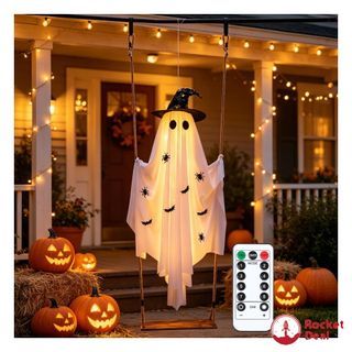 Halloween Decorations with Remote&Swing, 5.9 FT Large Hanging Ghost Lights