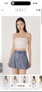 LOVET WHIRLWIND DENIM BUBBLE SKORTS (MID WASHED)