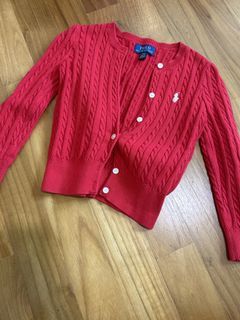 Polo Ralph Lauren Red Cable Knit Cardigan 3/3T
