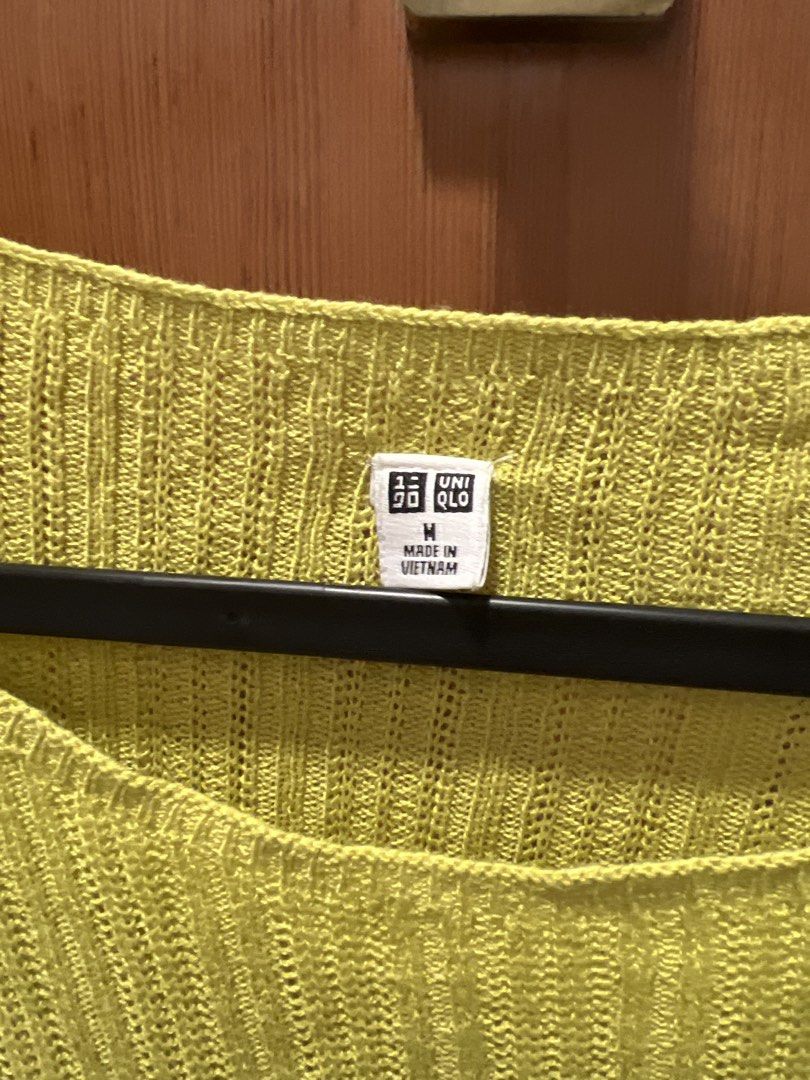 Uniqlo Yellow Knit Top Size M (Category: Blouses) located in Singapore. Submitted by ixjess (Listing ID 1458178964, Image 2). Description: - Uniqlo knit top - Bright yellow-green color - Loose, dolman-style sleeves - Lightweight and breathable knit - Perfect for layering or wearing solo - Easy to style for a casual look.