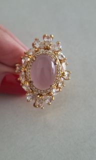 Vintage Gold Plated Sterling Silver Rhinestone Statement Ring