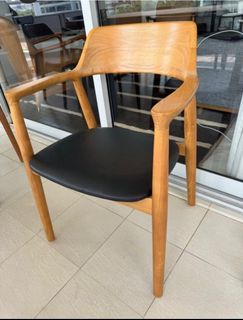 Wooden Dining Chair with Black Seat