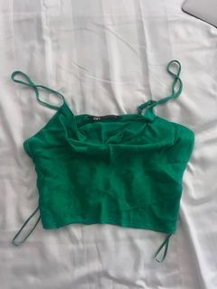 Zara green satin top