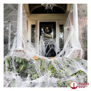 ZPISF 300 sqft Spider Webs Halloween Decorations with 10 Fake Spiders, Super Stretch Cobwebs for Halloween Indoor and Outdoor Decor