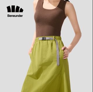 Beneunder Women's A-line Skirt with Belt (Lime Green)