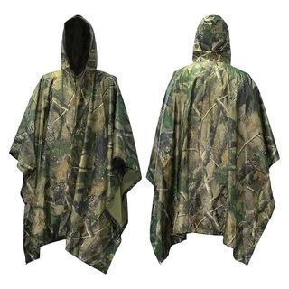 Camouflage 3-in-1 Multifunctional Rain Poncho, Waterproof Rain Jacket, Reusable Camouflage Rain Jacket, Rain Cape with Hood for Cycling, Hiking and Camping