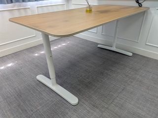 IKEA Adjustable Height Standing Desk - White Legs, Wood Top