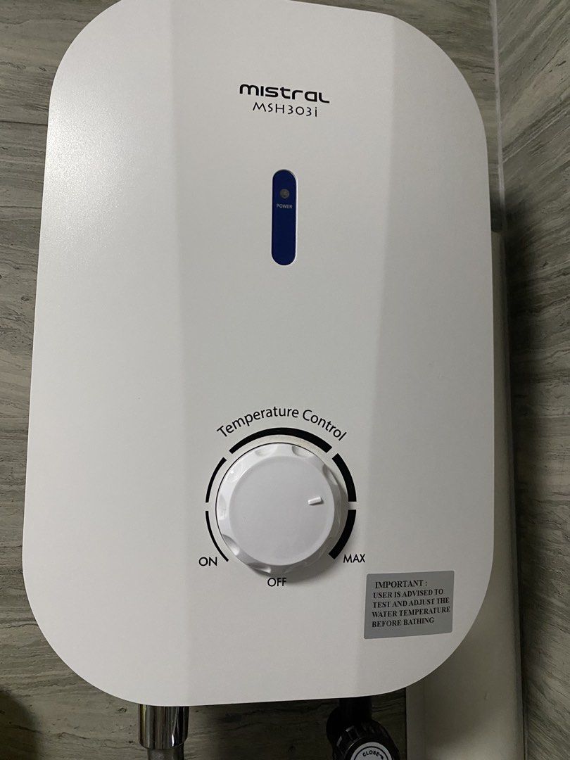Mistral MSH303i Instant Shower Heater (Category: Water Heater & Instant Showers) located in Singapore. Submitted by every.mommy.love (Listing ID 1458414398, Image 1). Description: Recently installed for my office. So far no body used. So condition as good as new machine. Reason to sell: dues to moving out. Clerance price: $50 Self collection at S(536212) Mistral MSH303i Instant Shower Heater ⭕️Product Features 🌱Anti-scalding 🌱Safe and reliable 