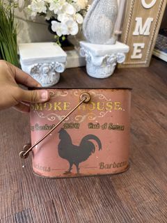 Offer - rustic metallic farmhouse rooster container