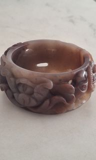 Vintage Carved Stone Statement Bangle