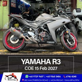 YAMAHA YZF-R3 ABS | R3 2017 | 2027 | RENEWABLE | WITH AKRAPOVIC EXHAUST | GPMOTORING | GP MOTORING