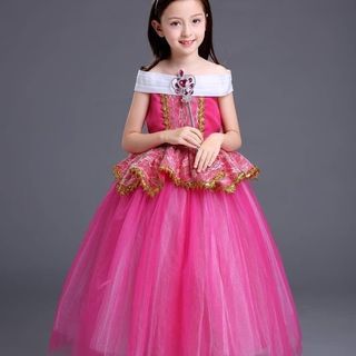[Size 100] PDR023AUR Princess Aurora Sleeping Beauty for Girls Birthday Party Cosplay Hallowen Costume School Event
