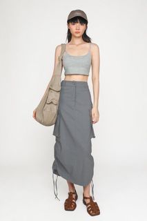 THE TINSEL RACK TTR LEROY PARACHURE CARGO SKIRT DARK GREY