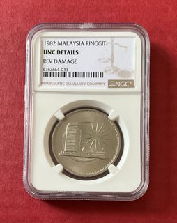 1982 Malaysia Ringgit UNC Details (Rev Damage)