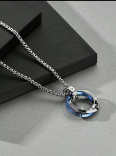 1pc Men's Bicolor Circle Pendant Necklace, Minimalist Design