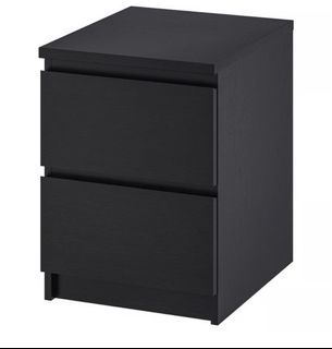 Black 2-Drawer Nightstand