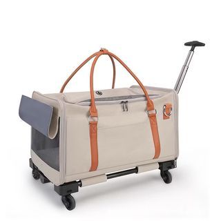Large Cat Carrier with Trolley & Telescopic Handle | Expandable Pet Carrier with Swivel Wheels | Portable Cat & Small Dog Travel Bag | Pet Travel Luggage