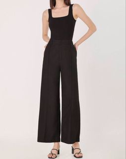 Lovet Londyn Pintuck Straight Leg Pants Black