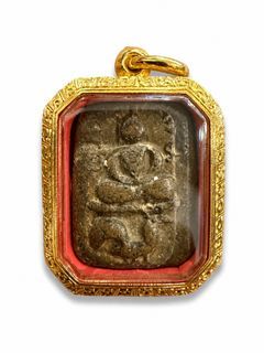LP Parn Rooster Kai Hang Phuang B.E.2460 (1917) + SMK CARD + Real Gold Case