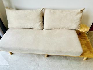 HipVan Modern Wooden Frame Sofa with Side Table